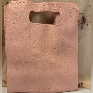 Bath & Body Works HAPPY BIRTHDAY Pink Faux Leather Gift Bag Tote